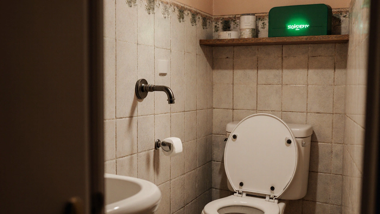 Nachrüstung eines alten Bades mit smarten Komponenten und Zigbee-Hub in deutschem Stil.