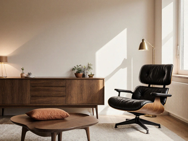 Mid-Century-Design im Wohnzimmer: Ikonische Formen und warme Holzarten für ein zeitloses Zuhause