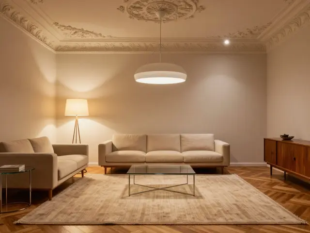 Altbau-Wohnzimmer einrichten: Stuck, Parkett und moderne Akzente perfekt kombinieren