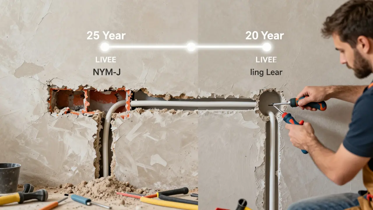 Vergleich: Versteckte Kabel in Wand vs. sichtbare Kanäle — Handwerker vs. Heimwerker.
