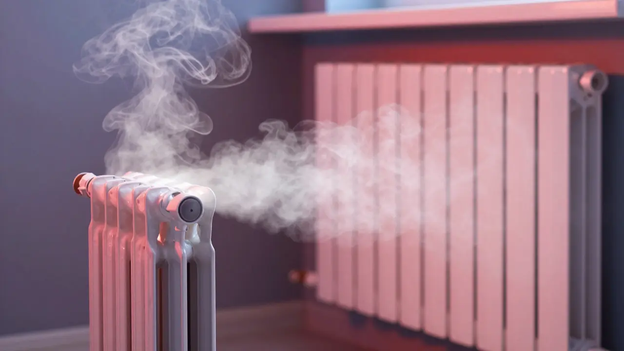 Alte und moderne Heizkörper mit unterschiedlicher Wärmeabgabe im Vergleich.