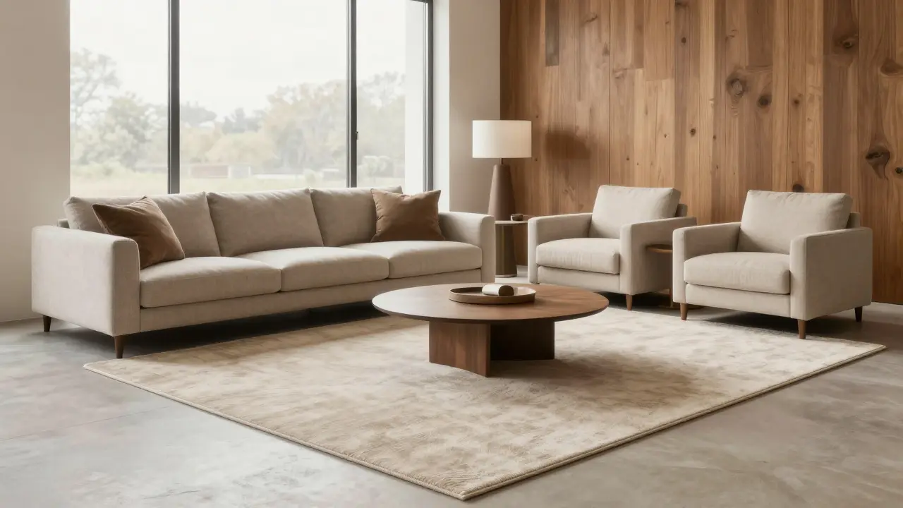 Teppich im Wohnzimmer richtig platzieren: Unter Sofa, Sessel und Couchtisch