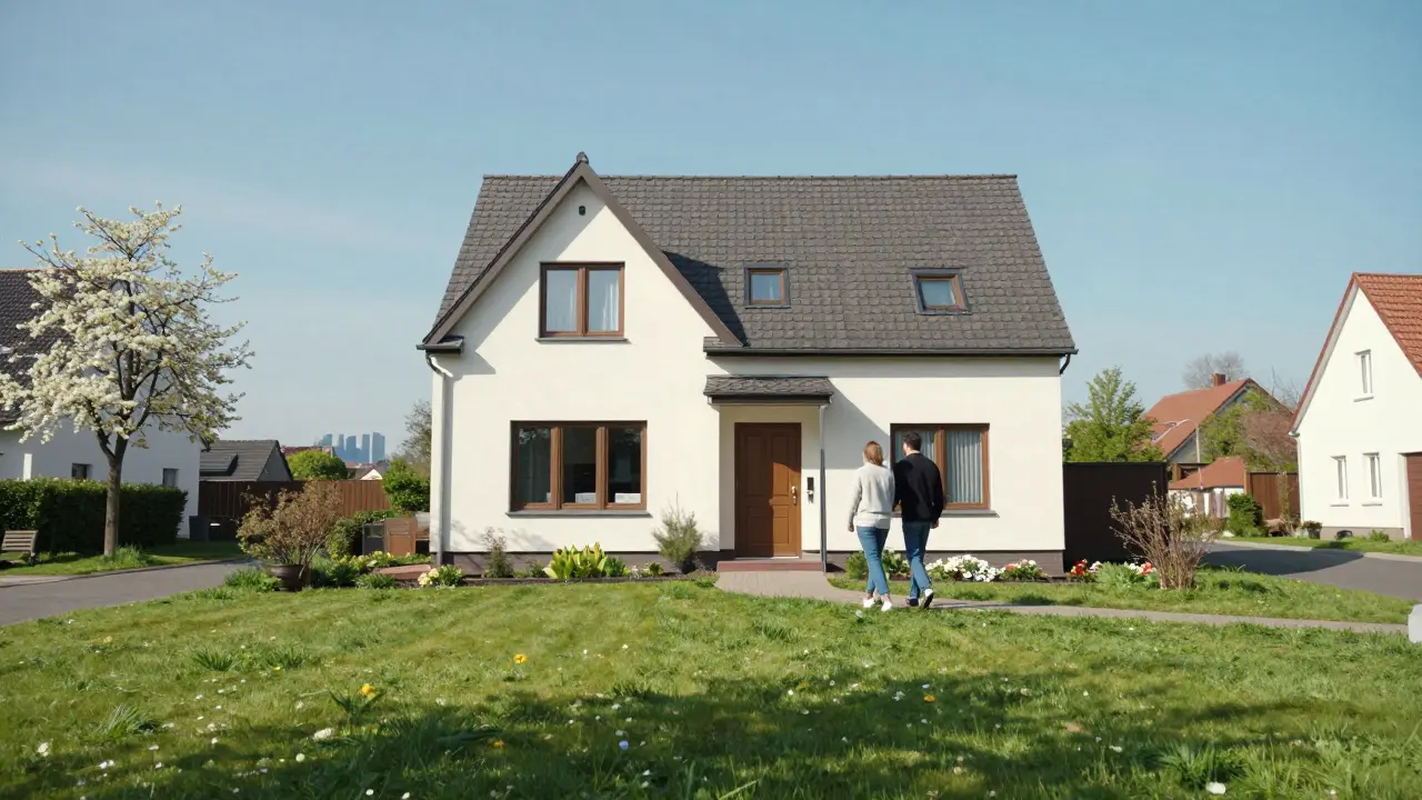 Modernes Eigenheim in ruhiger Gegend strahlt Sicherheit und Ruhe aus.