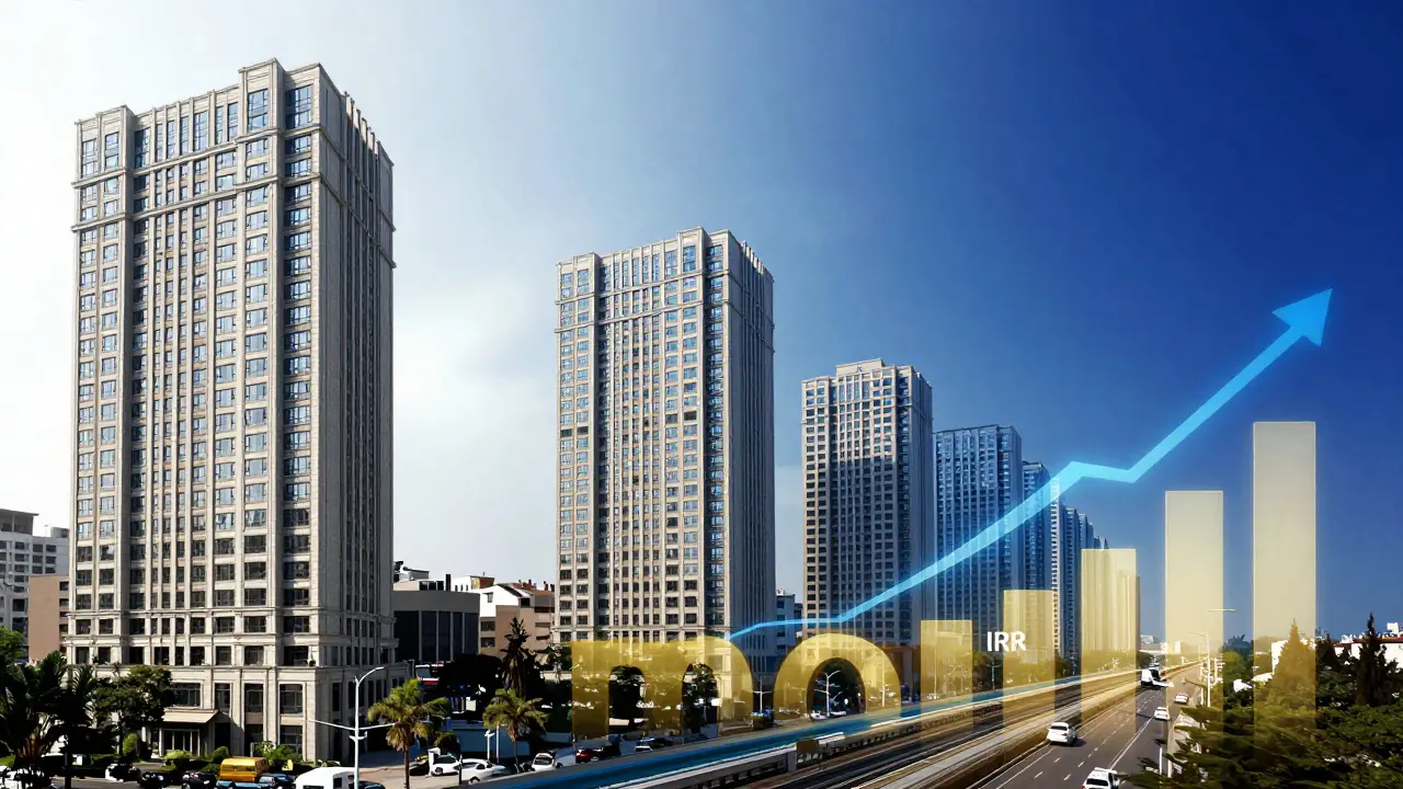 Konzeptbild zum Vergleich von statischer Cap Rate und dynamischem IRR.