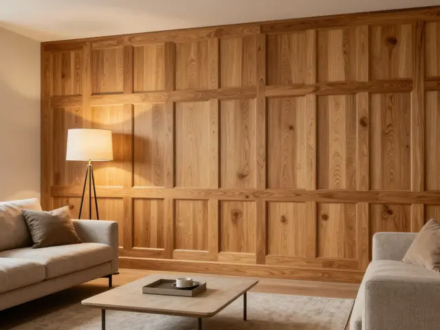 Wohnzimmer mit Holz vertäfeln: Wandpaneele, Lamellen und Pflege Tipps