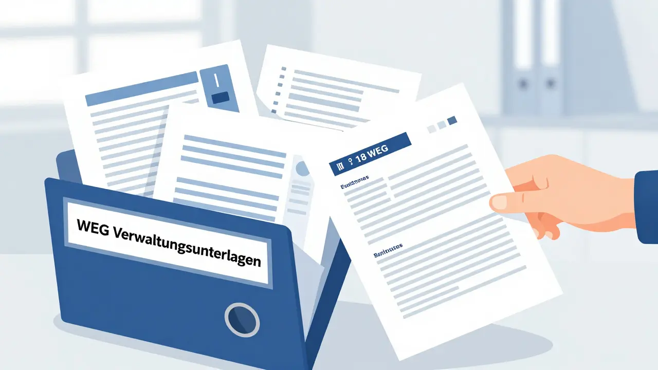 Ordner mit Protokollen und Finanzunterlagen zur Einsichtnahme